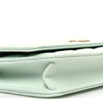 Lambskin Quilted Textured CC Wallet On Chain WOC Light Green