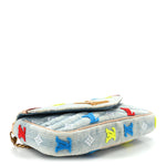 Embroidered Monogram Denim New Wave Chain Pochette Blue