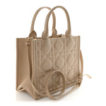 Calfskin Macro Cannage Small Book Tote Taupe