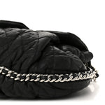 Washed Lambskin Quilted Medium Chain Around Messenger Black