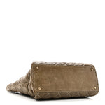 Crumpled Grained Calfskin Large Coco Pleats Tote Khaki