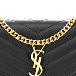 Grain De Poudre Matelasse Chevron Monogram Chain Wallet Black
