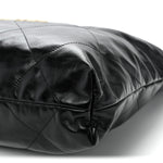Shiny Calfskin Quilted Large Chanel 22 Black