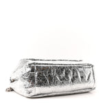 Metallized Arena Calfskin MIni Monaco Chain Shoulder Bag Silver