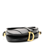 Grained Calfskin Saddle Bag With Strap Black