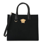 Canvas Calfskin La Medusa Small Tote Black