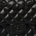 Lambskin Quilted Jumbo Double Flap So Black