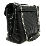 Calfskin Y Quilted Monogram Medium Loulou Chain Satchel Black