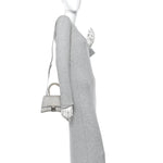 Glitter Fabric Hourglass Top Handle Bag XS Grey