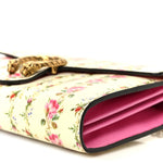 Calfskin Floral Print Mini Dionysus Chain Wallet Ivory Pink