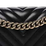 Calfskin Chevron Quilted Medium Boy Flap Black