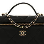 Caviar Quilted Top Handle Slim Vanity With Chain Black