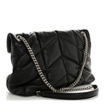 Lambskin Quilted Medium Loulou Puffer Monogram Chain Satchel Black