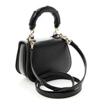 Boarded Dyana Lux Calfskin Mini Bamboo 1947 Top Handle Bag Black