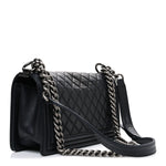 Lambskin Quilted Medium Boy Flap Black