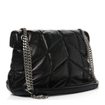 Lambskin Quilted Small Loulou Puffer Monogram Chain Satchel Black