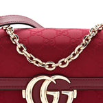Crepe Wool Silk GG Monogram Go Small Shoulder Bag Rosso Ancora
