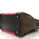 Snakeskin Smooth Calfskin Mini Tri-Color Luggage Fuchsia
