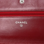 Lambskin Camellia Embossed Wallet on Chain WOC Red
