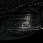 Grain De Poudre Textured Mixed Matelasse Large Triquilt Monogram Satchel Black