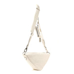 Yarn Raffia Effect Crochet Triangle Shoulder Bag White