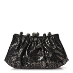 Snakeskin Crystal Evening Clutch Black Silver