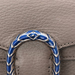 Dollar Calfskin Enamel Small Dionysus Shoulder Bag Dusty Grey Electric Blue