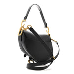 Grained Calfskin Saddle Bag With Strap Black