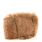 Shearling Calfskin Small Reversible Monogram Kate Satchel Ecru Dark Brown