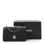 Lambskin Quilted Mini Rectangular Flap Black