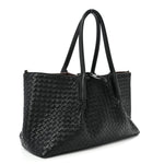 Calfskin Intrecciato Pinacoteca Reversible Tote Black Fondant