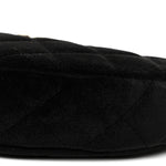 Velvet Crystal Quilted Chain Hobo Black