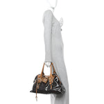 Patent Lambskin Medium Paddington Satchel Dark Brown