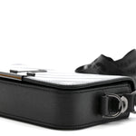 Saffiano Striped Mini Diag Binder Clip Bag Black White