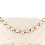Caviar Quilted Medium Double Flap White