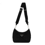 Re-Nylon Triangle Padded Patchwork Shoulder Bag Black