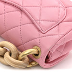 Lambskin Wenge Quilted Mini Fashion Wood Square Flap Pink