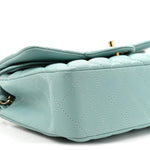 Caviar Quilted Small Double Flap Light Blue