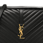 Grain De Poudre Matelasse Chevron Large Monogram Satchel Black