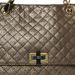 Crackled Metallic Lame Quilted Happy Partage Bag Gold