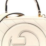 Sakai Be Green Calfskin Diagonal Stitched Blondie Top Handle Bag Mystic White