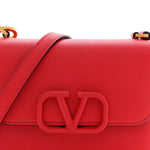 Grainy Calfskin Small VSling Shoulder Bag Red