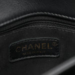 Grained Calfskin Snakeskin Small Chevron Chic Top Handle Flap Black