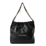 Shiny Calfskin Quilted Small Chanel 22 Black
