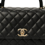 Caviar Quilted Small Coco Handle Flap Black