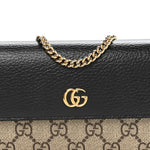 Dollar Calfskin GG Supreme Monogram Petite GG Marmont Wallet Chain Bag Black Beige Ebony