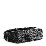 Sequin Quilted Small Single Flap Black White Grey