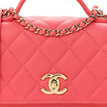 Caviar Quilted Small Business Affinity Flap Coral