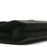 Suede Quilted Medium Single Flap Black