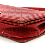 Caviar Quilted New Medium Boy Flap Dark Red